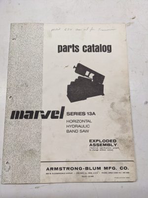 Marvel Repair Service Parts List Book Manual Catalog Series 13A Band Saw 13980