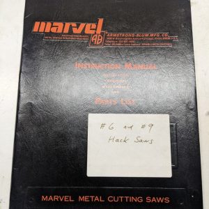 Marvel Instruction Manual Maintenance Operation Parts List Band Saw Series 6 9