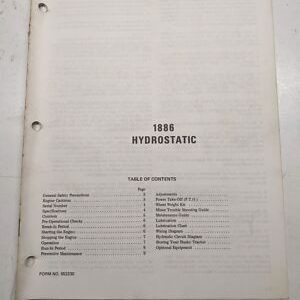 Bolens Dealers Operator & Maintenance Manual 1886 Hydrostatic 552230