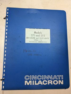 Cincinnati Instruction Manual Service Repair Part List 271 272 Size Gage Matic