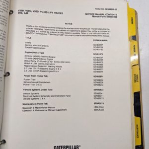 Caterpillar Cat Forklift Vc 25 30 35 40D Senb8297 Overhaul Manual Service Repair