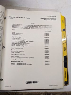 Caterpillar Cat Forklift Vc 25 30 35 40D Senb8297 Overhaul Manual Service Repair