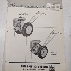 Bolens Fmc Owners Manual Parts List Catalog Book Versa Matic 153 154 -03 Super