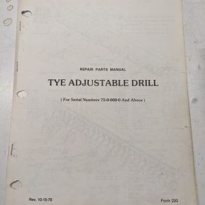 Repair Parts List Book Catalog Manual The Adjustable Drill 1976