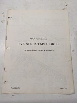 Repair Parts List Book Catalog Manual The Adjustable Drill 1976