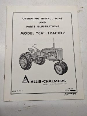 Allis Chalmers Operator Instruction Part Illustration Manual Ca Tractor Tm-46D