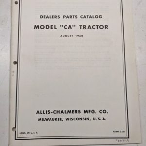 Allis Chalmers Parts List Book Manual Dealer Catalog Model Ca Tractor 1960