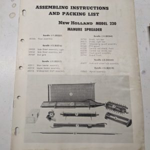 New Holland Assembling Operating Part List Book Manual 220 Manure Spreader