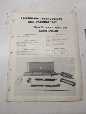 New Holland Assembling Operating Part List Book Manual 220 Manure Spreader