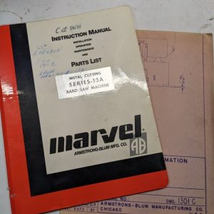 Marvel Instruction Manual Operation Parts List Book Catalog 13A Band Saw