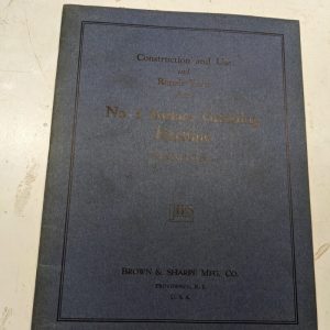 Brown & Sharpe Instruction Parts List Manual Catalog Surface Grinders No 5
