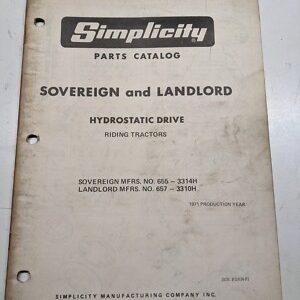 Simplicity Parts Catalog Book List Model Tractor 655 657 Sovereign Landlord