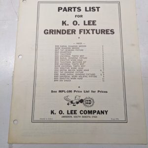 K O Lee Repair Parts List Book Catalog Manual Grinder Fixtures B269-B994 1970