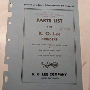 K O Lee Repair Parts List Book Catalog Manual Surface Grinders A600 601 603 1957