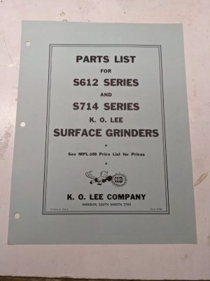 K O Lee Repair Parts List Book Catalog Manual Grinders A600 601 603 1957