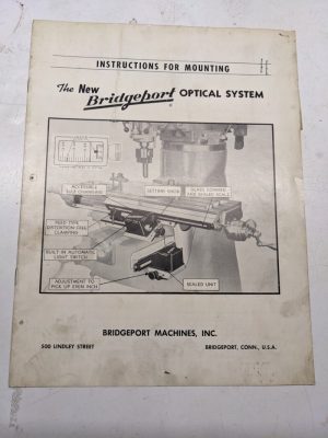 Bridgeport Instruction For Mounting Optical System Parts List Book Manual