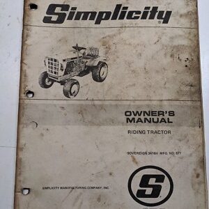 Simplicity Operator Owners Manual Service Sovereign Riding Tractor Model 3416H