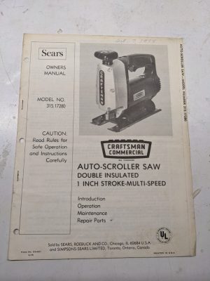 Craftsman Sears Owners Manual Parts List Model 315.17280 Saw 1975 En-621