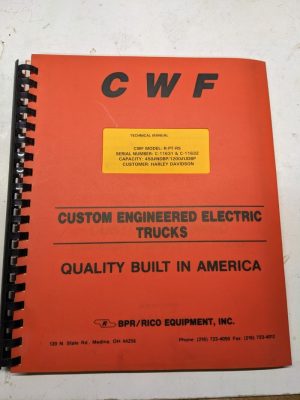 Cwf Bpr Rico R-Pt-Rs 450# 1200# Operation Maintenance Parts List Book Manual