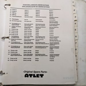 Atlet Service Repair Spare Parts List Book Manual Model A B 020 030 Ls Master