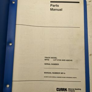 Clark Parts List Book Manual Catalog Wp40 8192 Wp-9 Shop Repair Service 1997