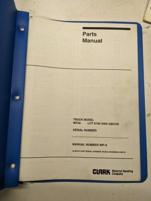 Clark Parts List Book Manual Catalog Wp40 8192 Wp-9 Shop Repair Service 1997