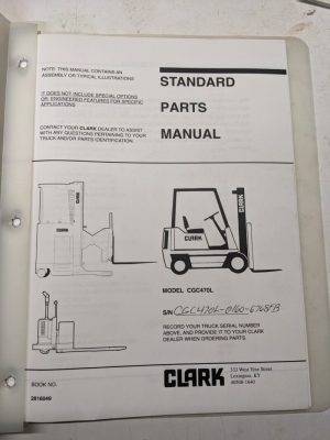 Clark Parts List Book Manual Catalog Shop Repair Service 1996 Cgc470L Forklift