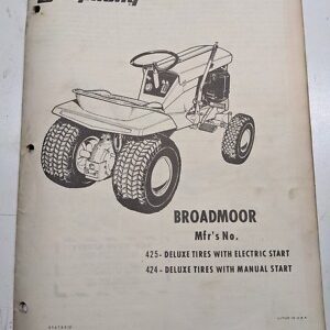 Simplicity Operator Manual Part List Broadmoor Tractor 425 424 Model Owners