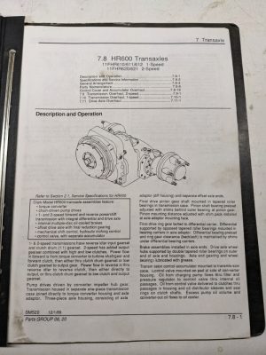 Hr600 Transaxles Overhaul 2 1 Speed Service Manual 1989 Repair Shop Book