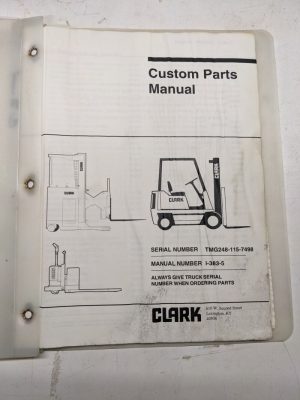 Clark Parts List Book Manual Catalog Shop Repair Service I-383-G Tmg248 1997