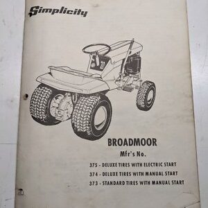 Simplicity Operator Manual Part List Broadmoor Tractor 375 374 373 Model Owners
