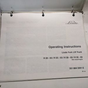 Linde Fork Lift Truck Operation Manual Matnienance H 20 25 30 35 03 Bk192 Diesel