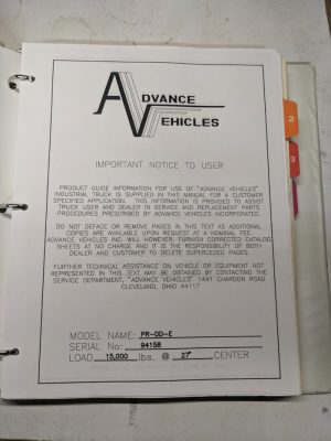 Advance Vehicles Service Repair Manual Parts List Book Pr-Dd-E Maintenance