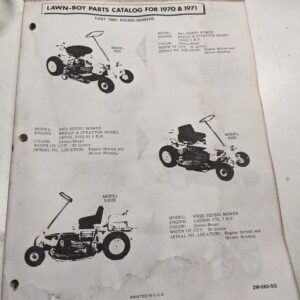 Lawn-Boy Part List 1970 1971 9601 9302E 9303E 9500 Riding Lawn Mower Book Manual