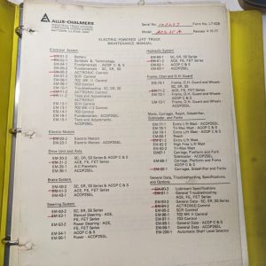 Allis Chalmers Service Maintenance Manual Ace 25 A Electric Lift Truck Shop Book
