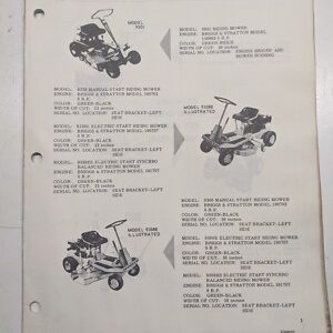 Lawn-Boy Parts List 1972 Mower Snow Blower 9328Es 9368Es 9501 1840 2680A 2650A