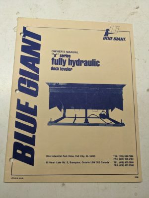 Blue Giant Owners Operation Manual Parts List Book A Series Dock Lever
