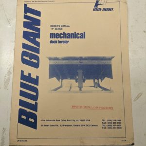 Blue Giant Owners Operation Manual Parts List Book A Series Dock Lever 1991