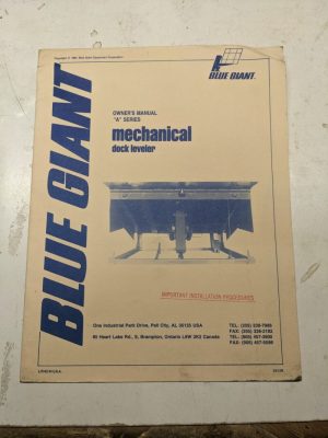 Blue Giant Owners Operation Manual Parts List Book A Series Dock Lever 1991