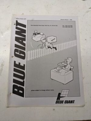 Blue Giant Equipment Parts Price List 1993