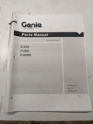 Genie Terex Parts List Book Manual Catalog 2013 Z-25/8 Z-20/8 Z-20/8N 41315