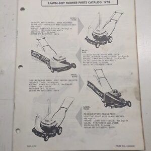 Lawn-Boy Parts List 1974 8232E 8229D 7263E 5272 5269C 7260C 7023 5023 Manual