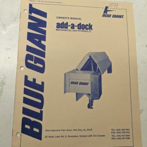 Blue Giant Owners Manual Installation Parts List Book Catalog Add-A-Dock 1991