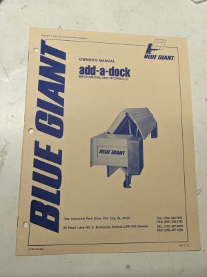 Blue Giant Owners Manual Installation Parts List Book Catalog Add-A-Dock 1991