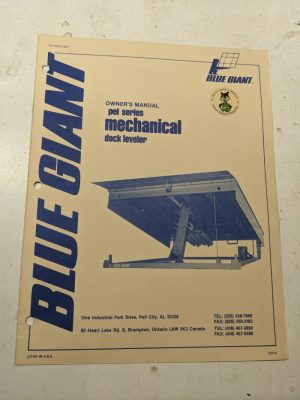 Blue Giant Owners Manual Installation Parts List Book Catalog Pel Dock Leveler