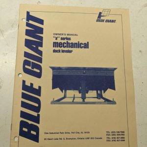 Blue Giant Owners Manual Installation Parts List Book Catalog A Series Leveler