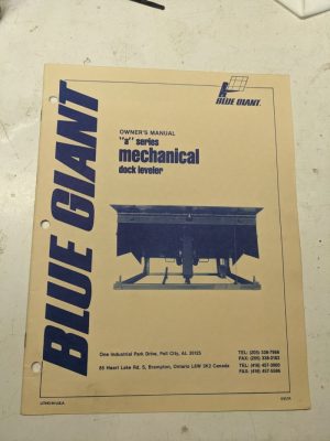 Blue Giant Owners Manual Installation Parts List Book Catalog A Series Leveler
