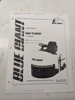 Blue Giant Owners Manual Maintenance Parts List Book Catalog Tt-500 Pallet Truck