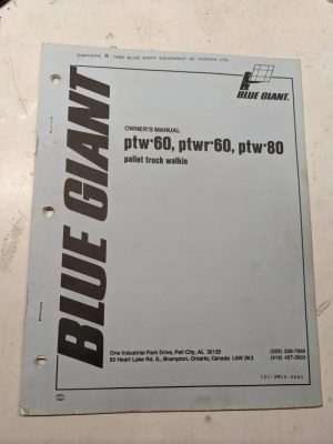Blue Giant Owners Manual Maintenance Parts List Book Catalog Ptwr 60 80 Ptw