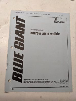 Blue Giant Owners Manual Maintenance Parts List Book Narrow Aisle Walkie 1190